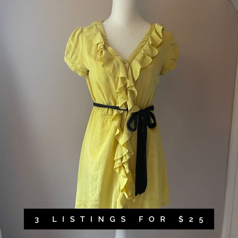 Inc Yellow Ruffle Tunic - size 2 - SILK
